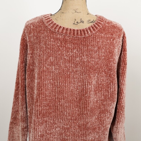 Orvis Rose Pink Chenille Crew Neck Sweater  size XL - Picture 6 of 10